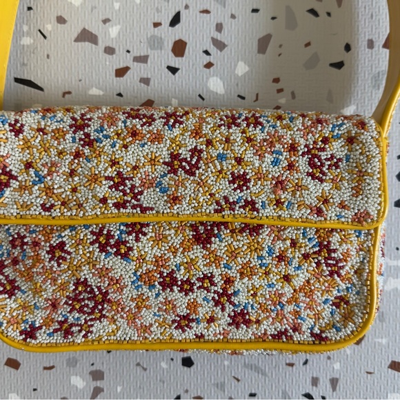 Staud Yellow Floral Beaded Tommy Bag - Picture 3 of 11